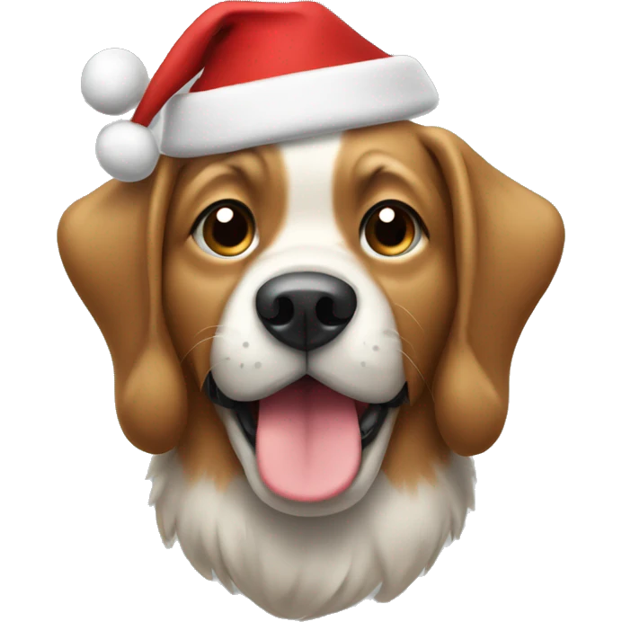 a dog wering a christmas hat emoji
