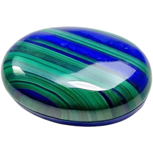 Oval azurite malachite cabochon showing rich blue azurite and vibrant green malachite bands emoji
