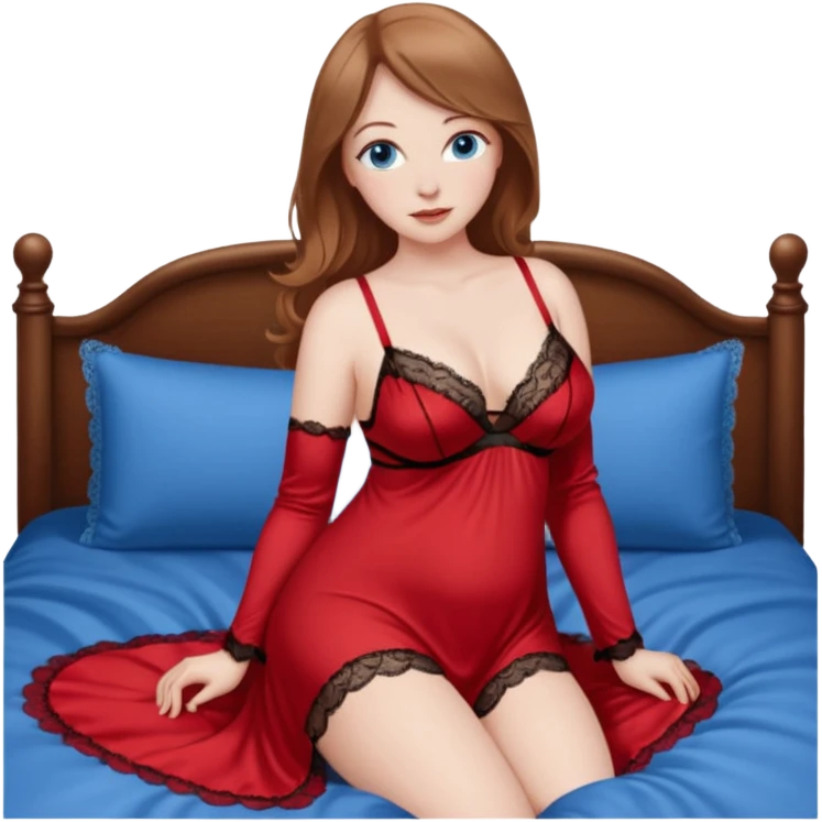Topless Red nightgown Lingerie curvy big ass light brown hair blue eyes pale skin emoji