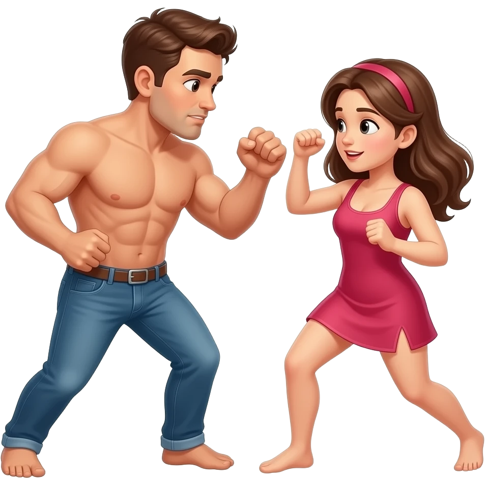 man and woman fighting just before sex emoji