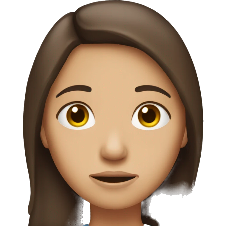 Sad brunette girl with long brown hair emoji