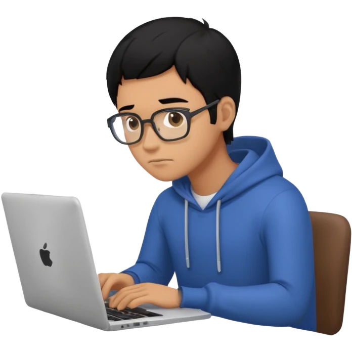 make an emoji of a male black hair developer behind laptop emoji