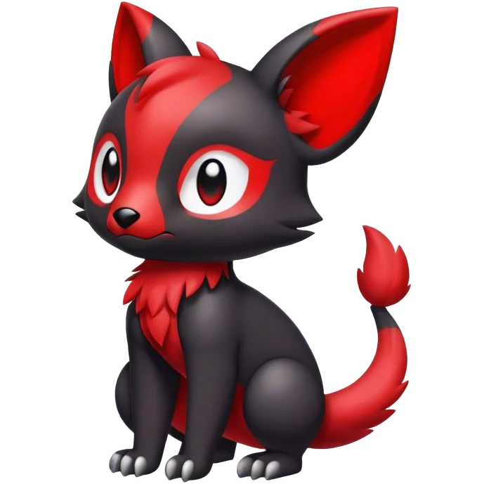 Cute black red animal hybrid Fakemon full body emoji