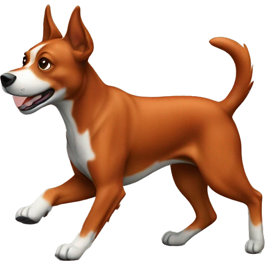 realistic solid red dog with pointed ears running emoji