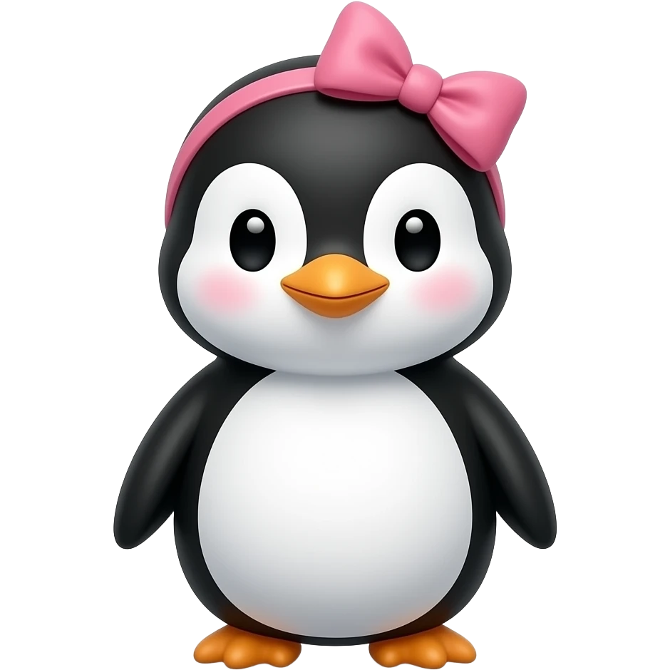 cute penguin with a bow on the head emoji