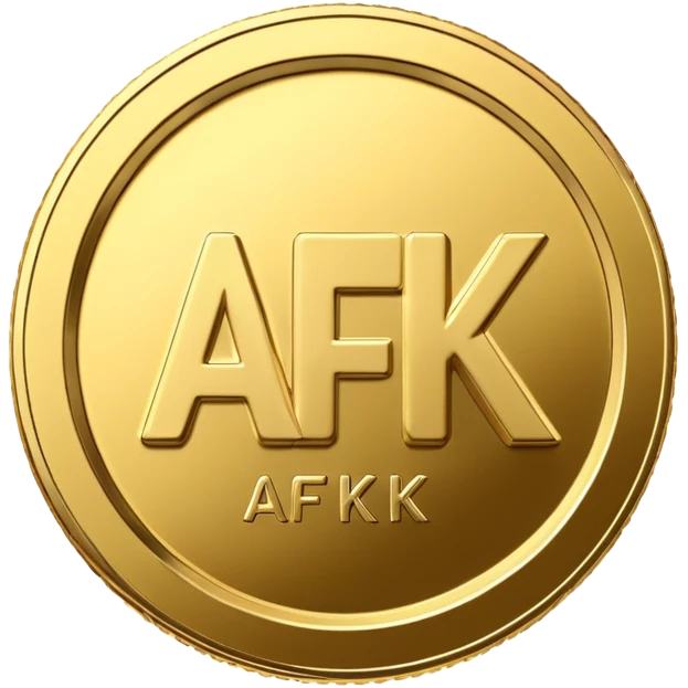 afk text in the gold coin 3d emoji