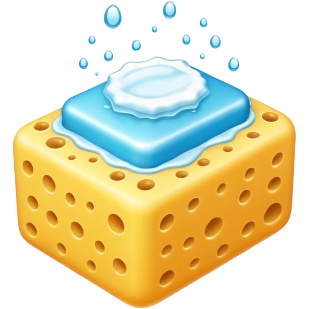 foam sponge object icon, soft sponge with soap foam, glossy wet look, 3D cartoon, mobile game icon style, centered, clean background, no text, no watermark

 emoji