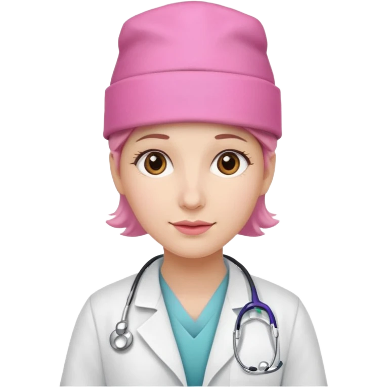 doctor with pink hat emoji