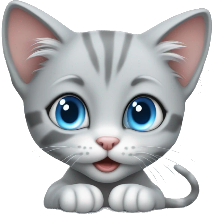 blue eyes grey kitten playing mouse emoji