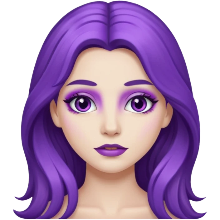 Purple long haired white girl with makeup and  emoji