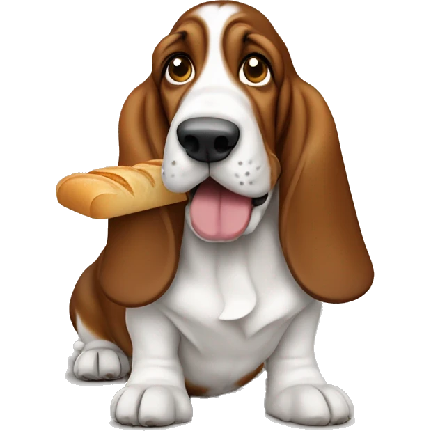 basset hound with french bread emoji