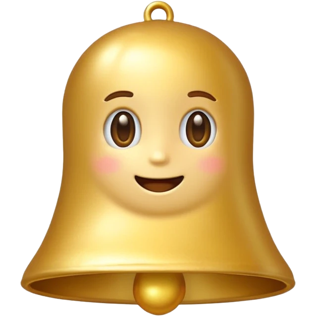 golden bell emoji,
cute emoji style, mobile game emoji,
soft 3D look, smooth gradients,
white outline sticker style,
no background emoji