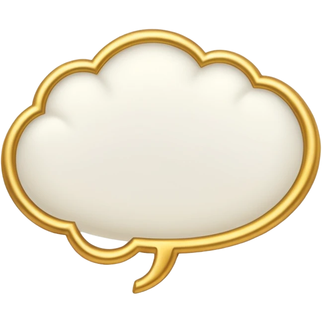A white thought bubble with golden details and accents emoji