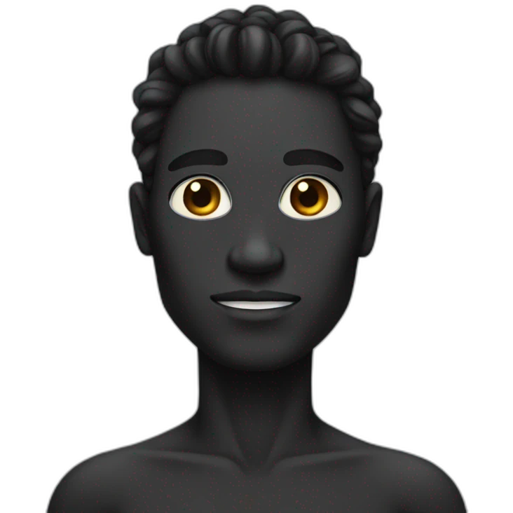 human with black skin long face small eyes and long hair emoji