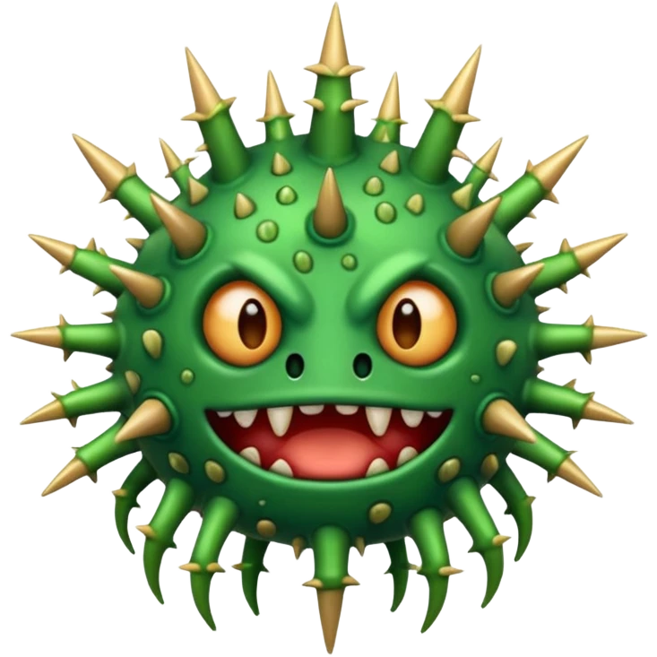 cartoon green virus with spikes emoji