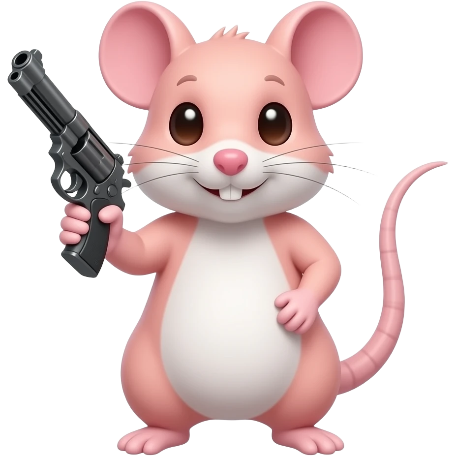 mean pink rat with a gun emoji