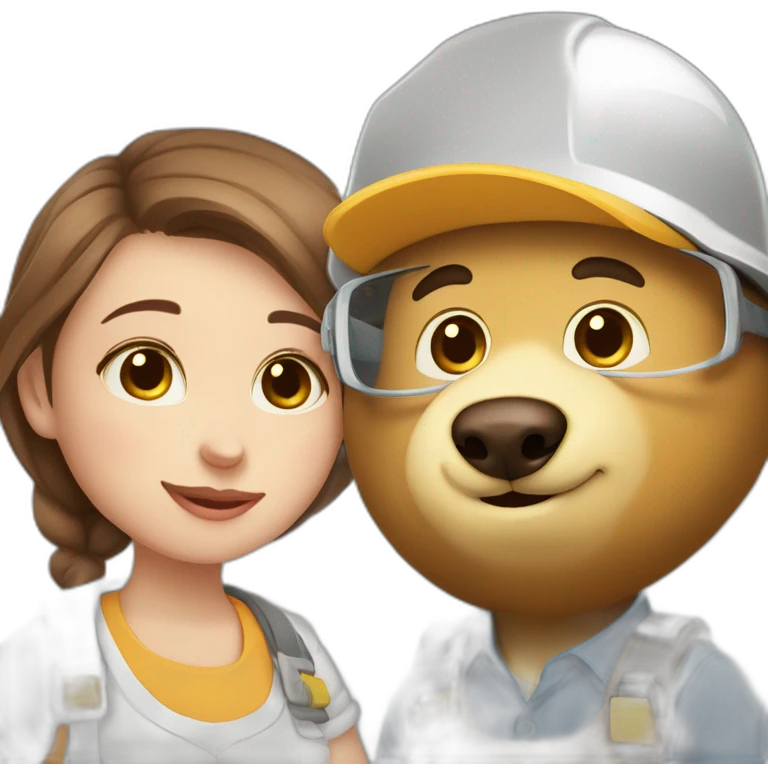 cute architect milk sow bear & cute engineer mocha bear emoji
