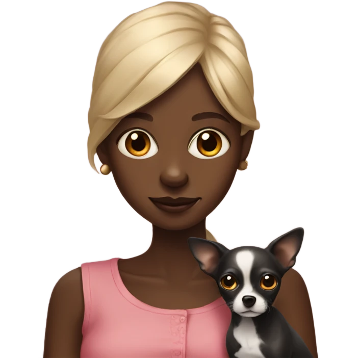 portrait of a dark-skinned girl with Chihuahua emoji