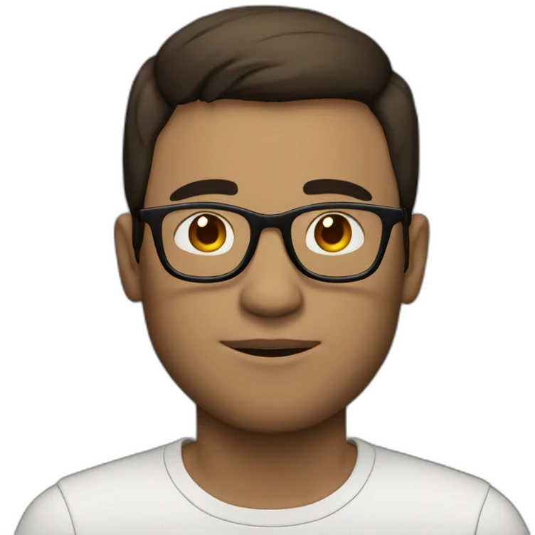 man with laptop in front, round glasses, pale skin and dark brown hair emoji