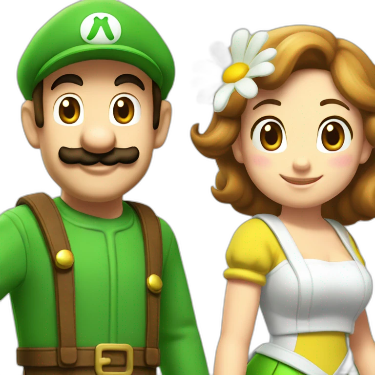 Luigi and Daisy from Mario Bross, couple, love emoji