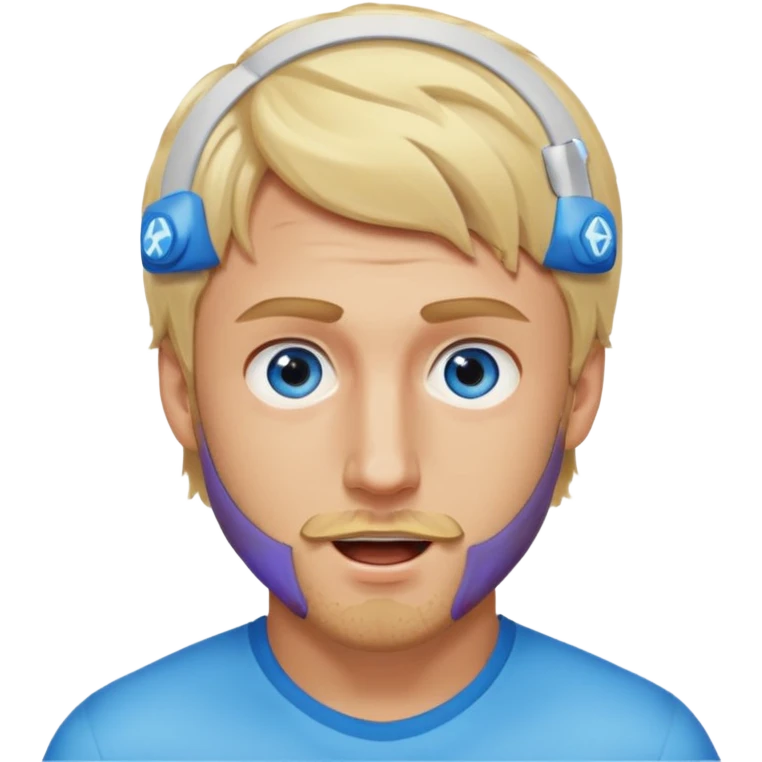 Genmoji style portrait of Logan Paul, blonde hair, blue eyes, short beard, energetic expression emoji