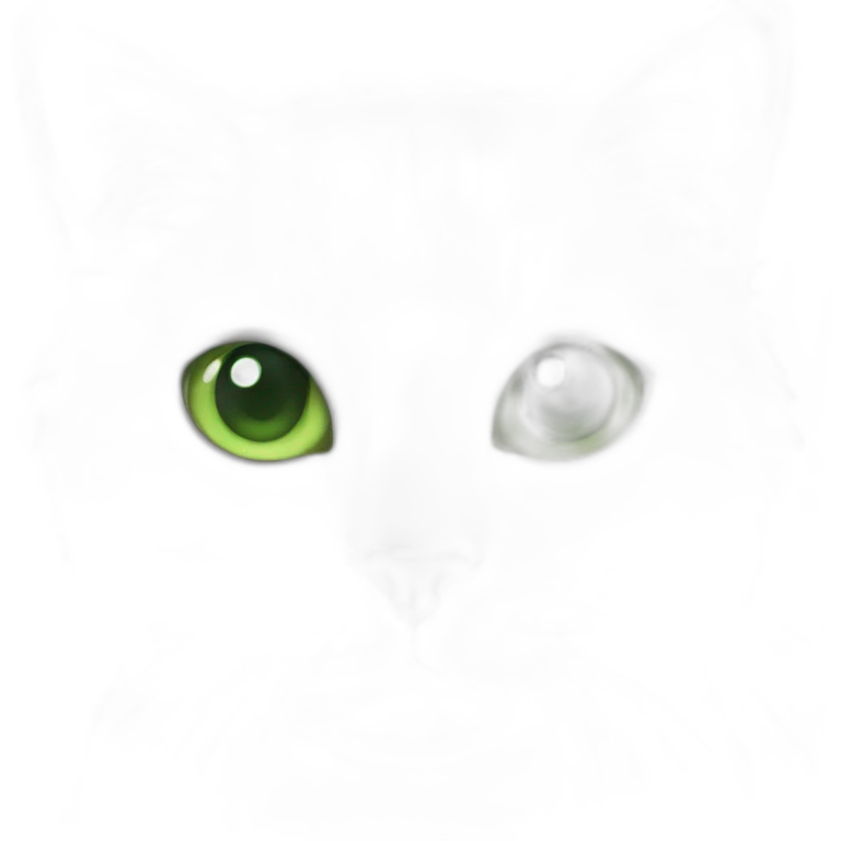white male cat whith grey hair whith a green eyes emoji