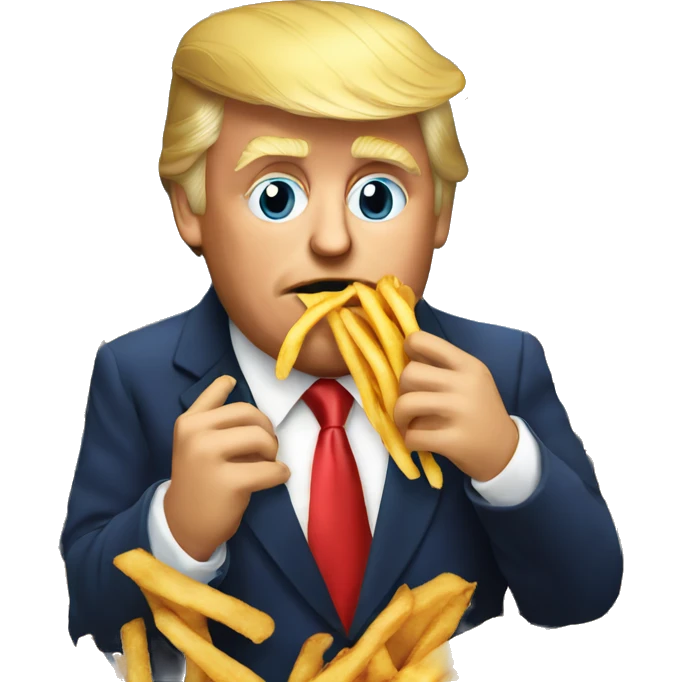 Trump eating French fries emoji