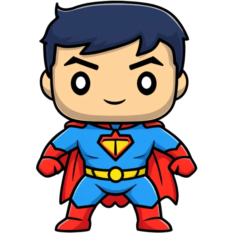 superhero funko pop style cartoonish sticker emoji