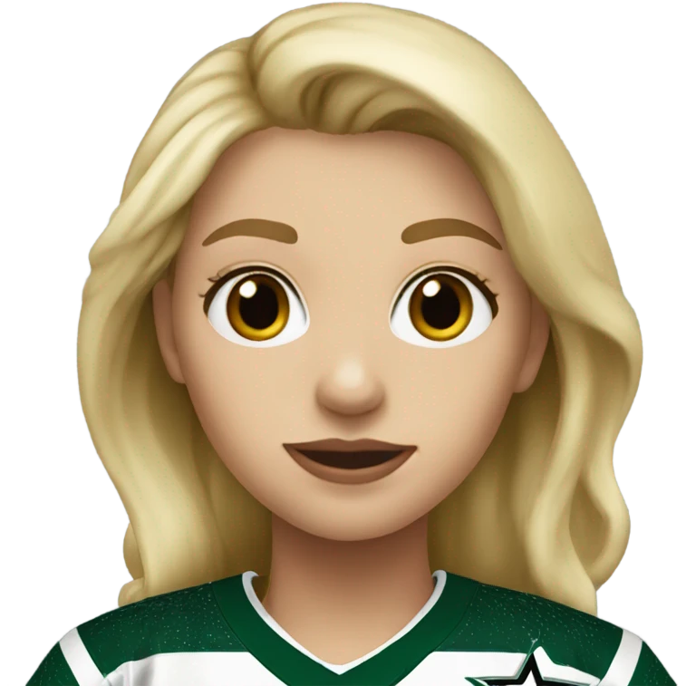 Blonde girl wearing Dallas Stars jersey emoji