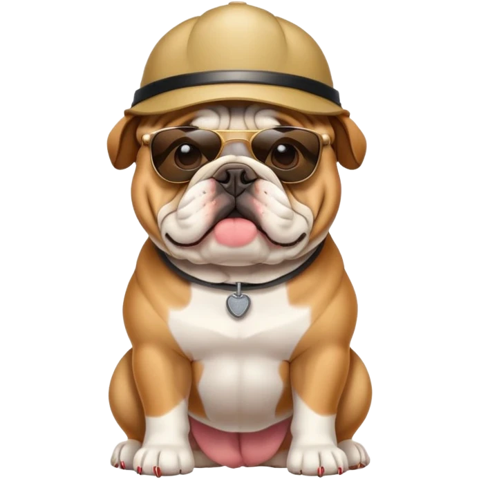 bulldog wearing sunglasses and security hat emoji