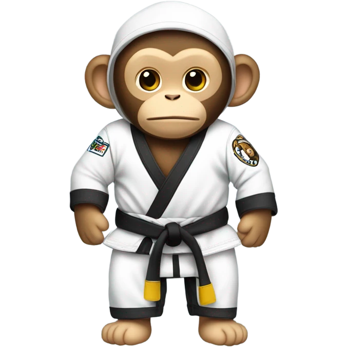 Cute monkey wearing jiujitsu clothing with back mount on another cute monkey also dressed in jiujitsu clothing emoji