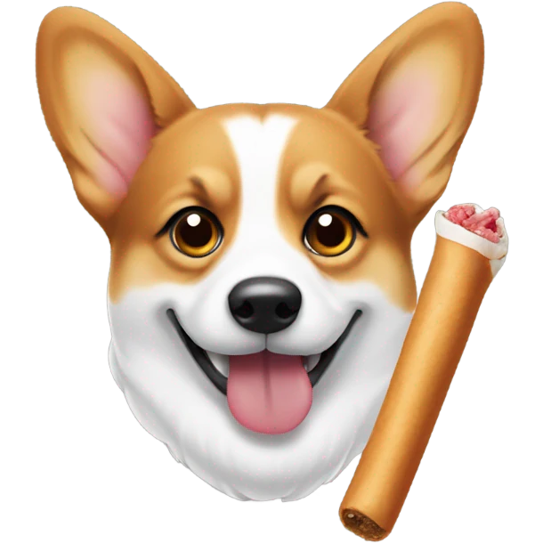 Corgi smoking blunt emoji