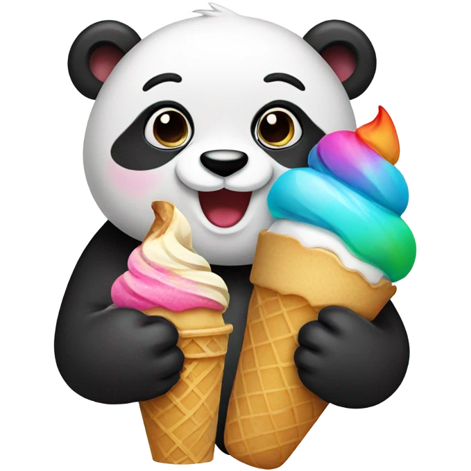 Panda eating ice cream emoji