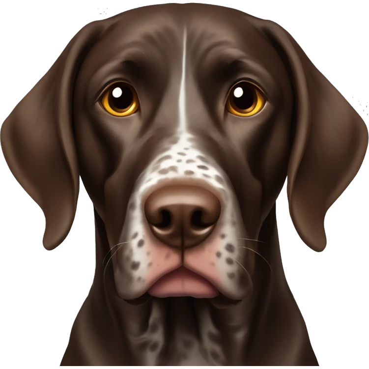 brown gsp dog French Pointer, dark brown roan with eyes, dark brown fur emoji