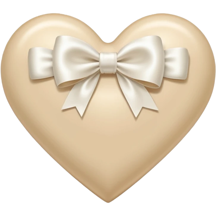 light beige heart with white bow emoji