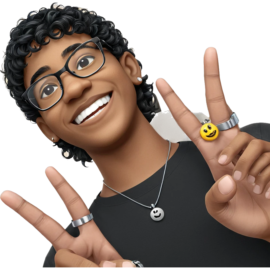 smiling boy with accessories emoji