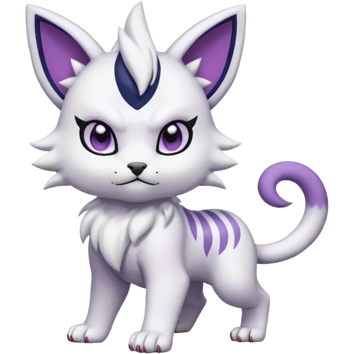 Absol-Meowth-Gatomon-fusion, full body emoji