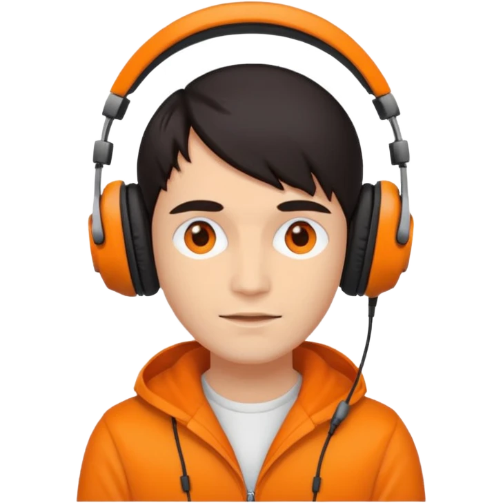 Orange body human head with headphones and hair and antenna. emoji