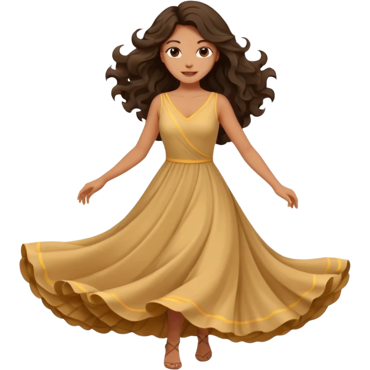 Long dark wavy hair women twirling around emoji