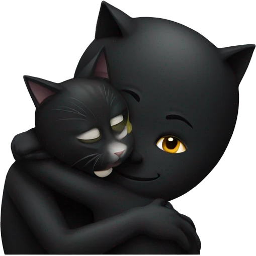 Black cat hugging man emoji