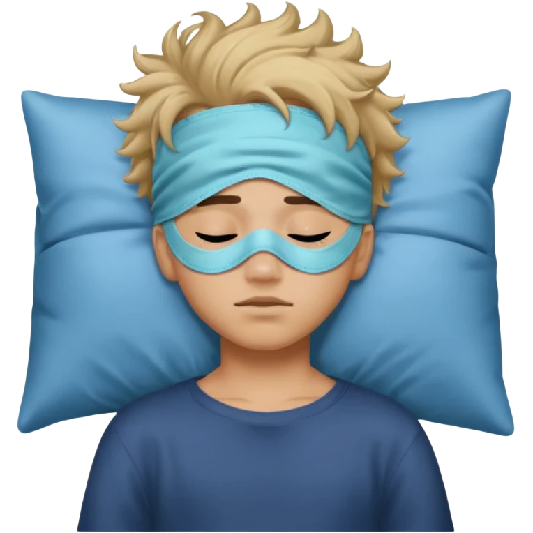 boy with a sleeping mask above head like a band 
 emoji