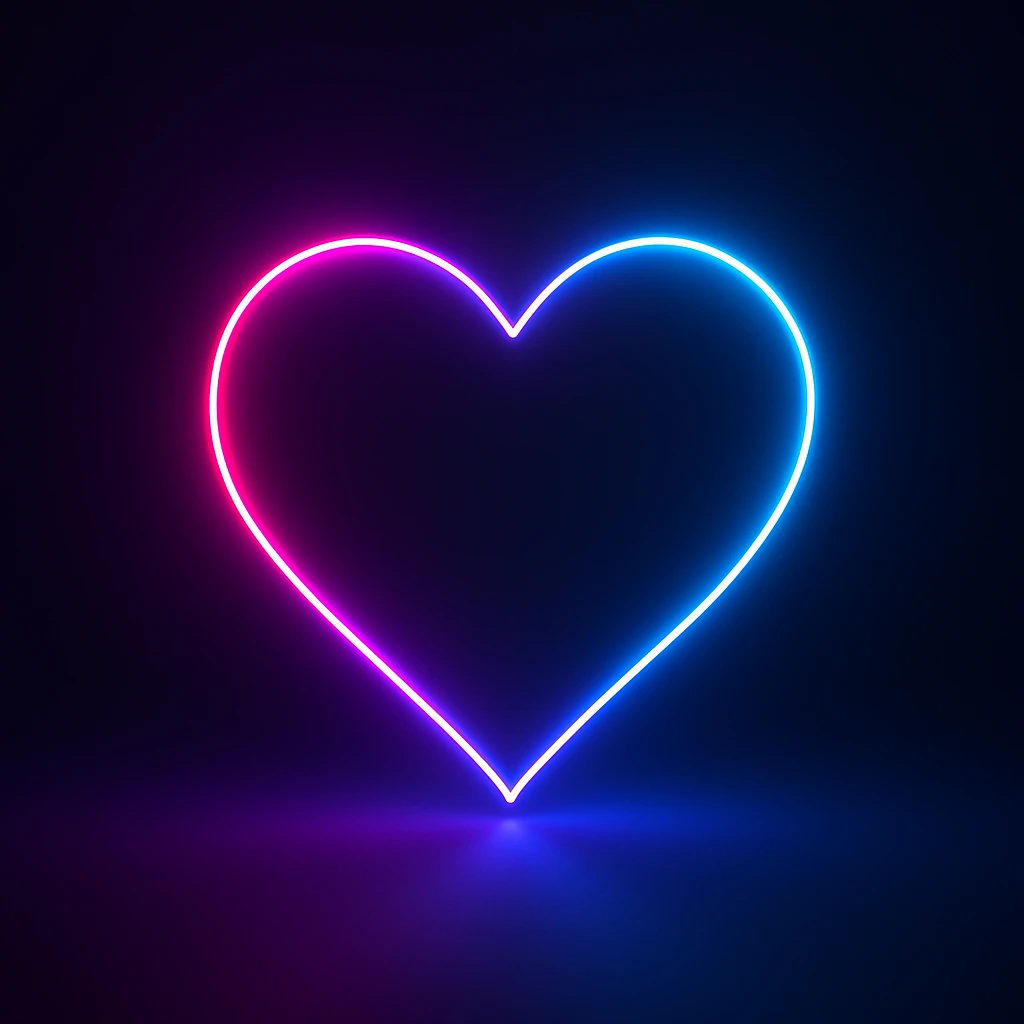heart with a glowing neon outline emoji