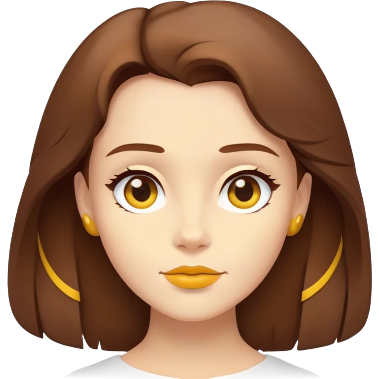 ultra minimal belle face only, tiny icon, extremely simplified, single color brown hair, yellow accent, absolute minimum details emoji
