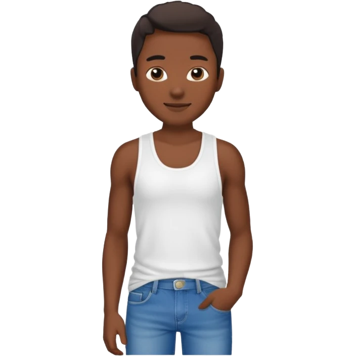 Un personnage noir avec un débardeur blanc et un jean 👖  emoji