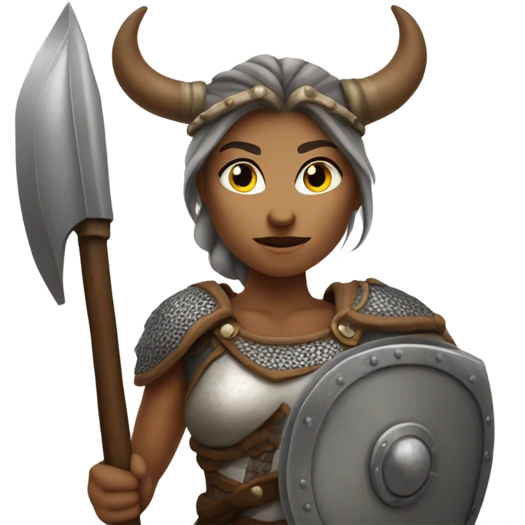 Female Viking warrior from old times taking a test  emoji