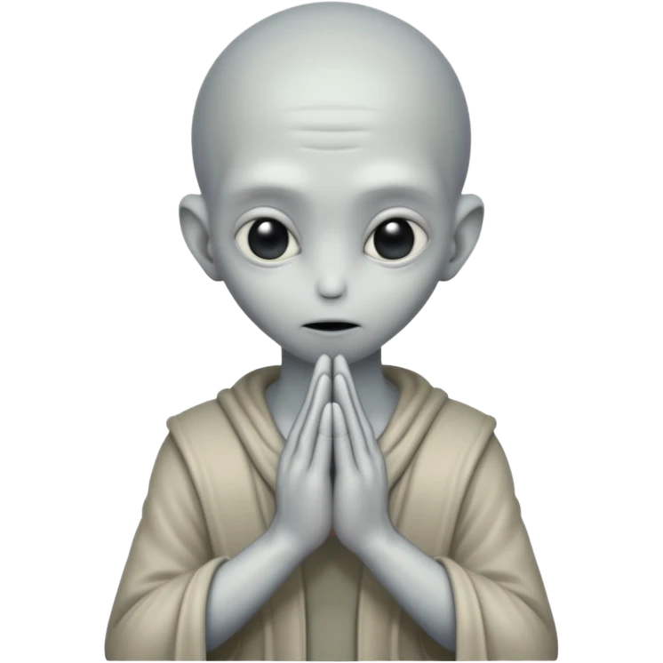 fullbody gray alien PRAYING HANDS REARVIEW emoji