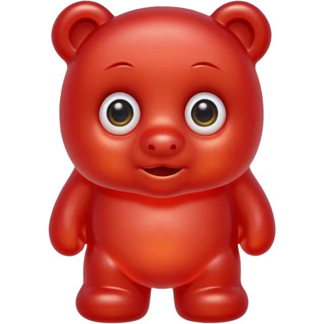 red gummy bear with eyes and long hair only head emoji