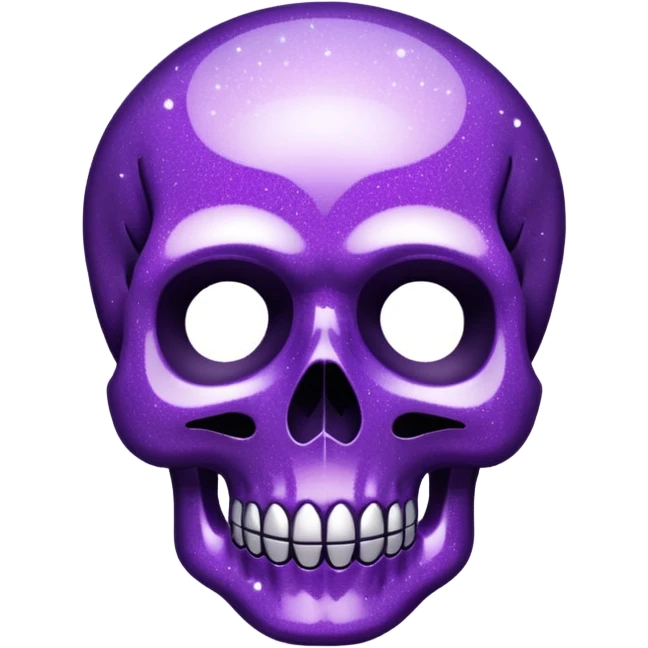 Glitter purple flat skull emoji
