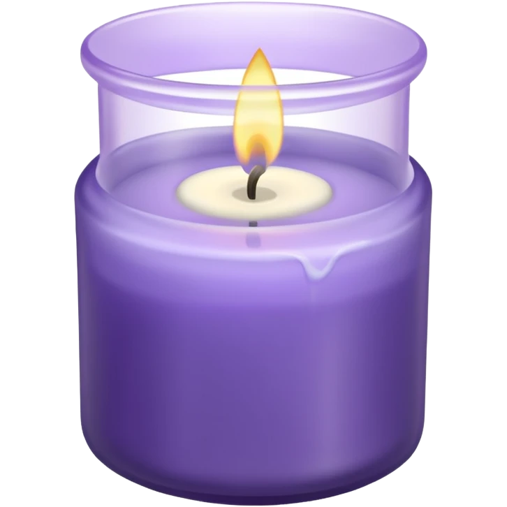 Lavender candle – purple wax in frosted glass jar with lavender flower inside emoji
