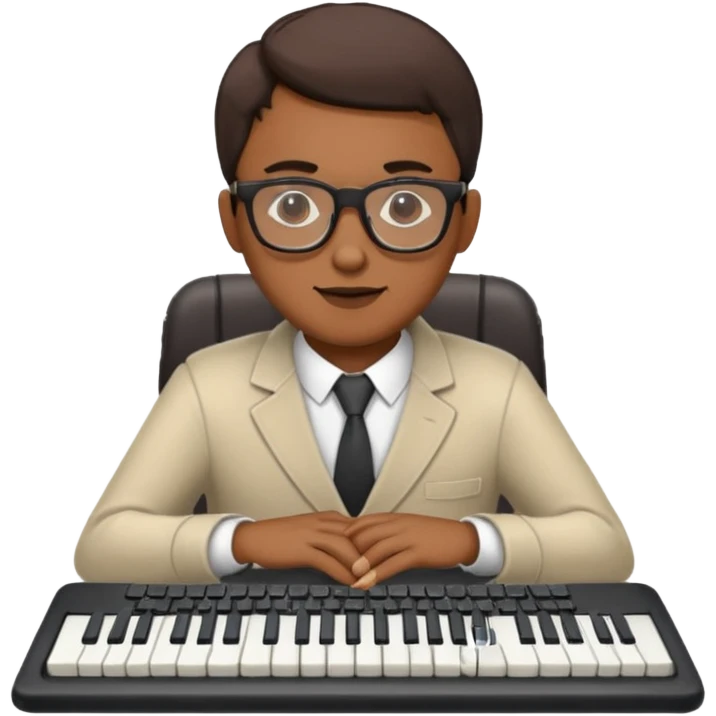 male portrait with glasses and keyboard emoji